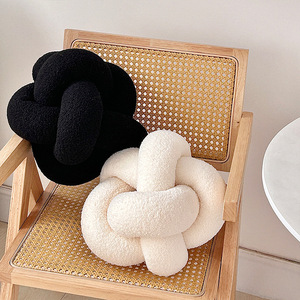 Modern minimalist style pure handmade woven lamb wool single strand octagonal ball knot <b>pillow</b> sofa <b>decoration</b> - Product Image 1