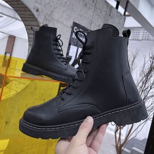 Botas de Cuero de Moda para Mujer, Botas Impermeables y Cálidas, Botas de Tobillo para Hombre, Zapatos de Estilo Británico - Product Image 4