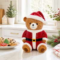 Pot à biscuits en céramique personnalisé, motif ours de Noël, décor de cuisine festif peint à la main, 25 cm