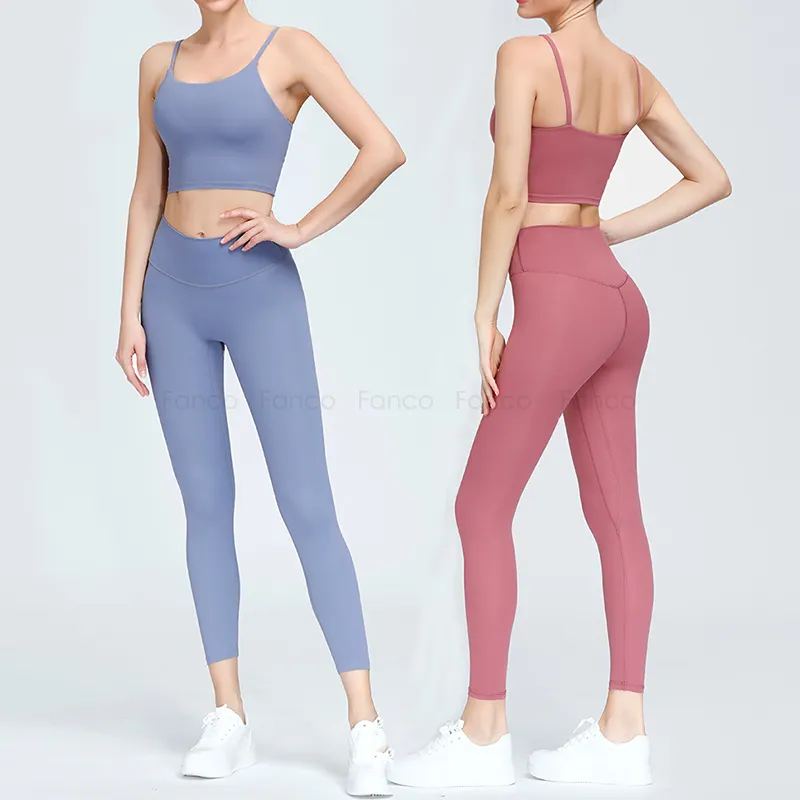 2024 Nieuwe Anti Bacteriële Geen Voornaad Yoga Broek Set Workout Sets Vrouwen 2 Stuk Yoga Legging Sportpakken Voor Dames