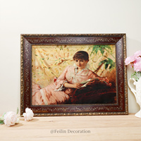 Peintures de paysages européens, fleurs, art mural vintage, cadre en bois, impression sur toile de luxe, décoration de mariage, décoration intérieure