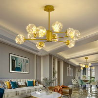 Lustre Suspendu LED Moderne de Luxe Léger 2022 en Fer et Verre, Réglable en Hauteur, Style Nordique, pour Restaurant et Salle à Manger, Modèle Baby's Breath Star