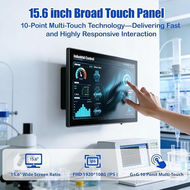 15.6" Industrial Touch Panel Monitor All-in-One Tablet PC Open Frame Display Win 11 Pro Fanless Computer Celeron N5095 Made