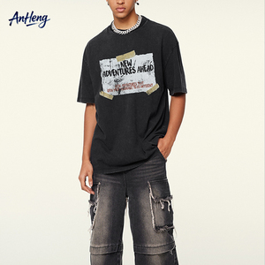 T-shirt en coton épais 260G pour homme, coupe oversize, imprimé graphique, streetwear, manches courtes, en stock, fournisseur OEM personnalisé, haut de gamme - Product Image 1