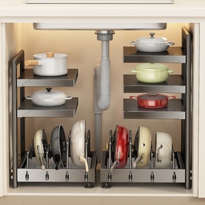 Estante de Metal con Diseño Moderno y Ajustable <span class=keywords><strong>para</strong></span> Ollas, Organizador de Almacenamiento de Cocina, Exhibición de Sartenes y Accesorios <span class=keywords><strong>PARA</strong></span> EL Hogar - Product Image 1