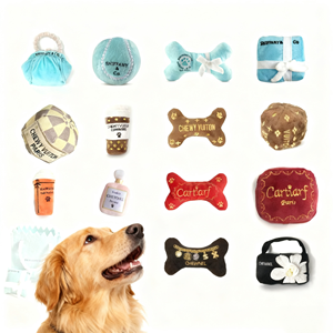 Juguetes de Peluche Creativos y Ecológicos para Perros, Diseño de Hueso Chillón, Resistentes a Mordeduras, 15 cm, Patrón de Frutas y Verduras para Perros Agresivos - Product Image 1