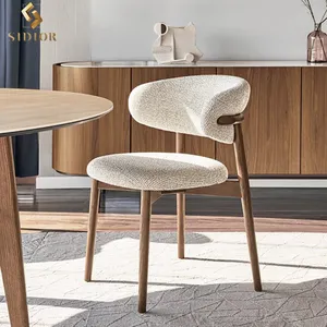 Modern solid wood ash wooden velvet dining chair high quality dining room furniture