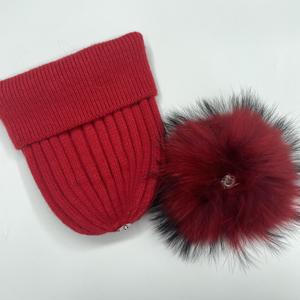 Janefur Vente en gros Chapeau d'hiver en angora tricoté pour femmes avec pompon en fourrure <span class=keywords><strong>de</strong></span> raton laveur amovible - Product Image 5
