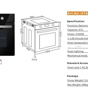<span class=keywords><strong>Horno</strong></span> Eléctrico Empotrado Multifuncional de 60L de Capacidad - Product Image 4