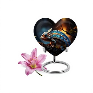 Urne de coeur de lueur de caméléon hommage éternel-Urne de crémation pour femme adulte-Urne funéraire de crémation pour les cendres avec sac gratuit - Product Image 1