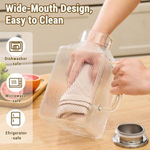 <span class=keywords><strong>Carafe</strong></span> <span class=keywords><strong>en</strong></span> <span class=keywords><strong>verre</strong></span> borosilicate côtelé extra large pour boissons chaudes et froides, pichet carré <span class=keywords><strong>en</strong></span> <span class=keywords><strong>verre</strong></span> épaissi <span class=keywords><strong>avec</strong></span> <span class=keywords><strong>couvercle</strong></span> et poignée - Product Image 6