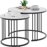 Table basse en métal, table gigogne, 2 ensembles, meubles modernes, salon, chambre à coucher, salle à manger (noir et blanc)