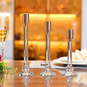 Darz Crystal Glass Crystal Metal Candlestick Holder Durable Decorative Ornament For Home Wedding <b>Table</b> Centerpiece - Product Image 3