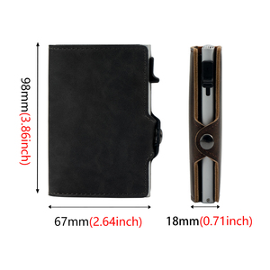 Automatic Minimalist Credit Card Holder PU Leather Pop up Cards Aluminum Card case Slim <b>RFID</b> Blocking <b>Men</b> <b>Wallets</b> - Product Image 5