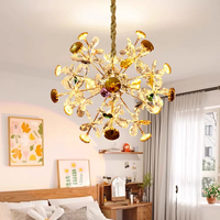 Lustre LED décoratif en métal à pétales de couleur boule, luminaire suspendu classique, lustre moderne pour la maison, le salon, le restaurant
