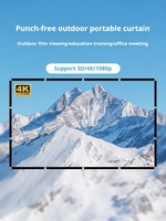 Écran de projection pliable simple en soie de lait VIY 84 pouces, tissu de projection portable 4K HD 16:9 1080P 60 pouces pour films
