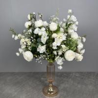 Centres de table floraux de luxe roses et blancs, arrangements floraux de mariage avec verdure, boule de fleurs pour la décoration de table