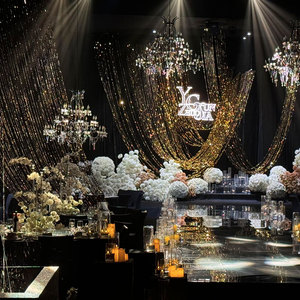 Tenda di Paillettes Dorate di Lusso per Decorazione di Matrimoni e Palchi per Banchetti - Product Image 1