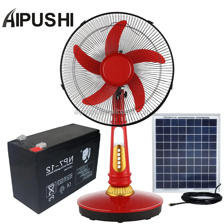 Emergency solar rechargeable fan 16 inch with Led light copper motor AC/DC 16 inch AC adapter electric table fan