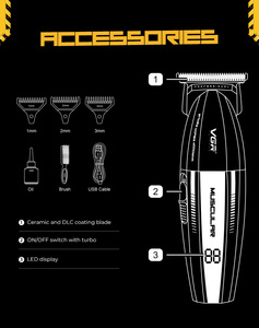 Cortadora de Pelo Profesional Recargable <span class=keywords><strong>Vgr</strong></span> V-285T Salon Barber con <span class=keywords><strong>Motor</strong></span> Bldc de 9000 rpm para Hombre - Product Image 6
