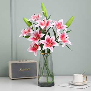 Fleur de lys artificielle Ruilisi en PVC souple, décoration d'intérieur, accessoire de mariage, cadeau pour la fête des mères, tige unique, blanche - Product Image 1