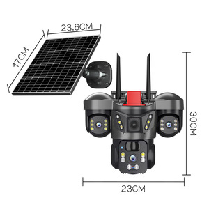 Caméra IP solaire 4G 12MP <span class=keywords><strong>V380</strong></span> à 3 objectifs PTZ IP66 avec carte SIM, vision nocturne couleur, suivi automatique, réseau Wi-Fi sans fil - Product Image 1
