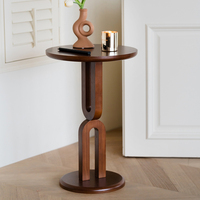 Meubles de salon de style nordique couleur noyer Table basse de forme ronde Tables d'appoint modernes en bois massif