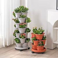 Passoire en plastique moderne à trois niveaux pour pot de fleurs empileur suspendu pour l'utilisation au sol pour les fraises