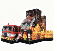 Toboggan gonflable sur le thème des camions de pompiers, toboggan gonflable géant commercial pour enfants, location pour événements