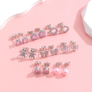 8 Paar Hypoallergene Roestvrijstalen Oorknopjes Hart Cz Kleine Vlinder Kinderen Zomer Feest Lichaam Zirkoon Perfect Cadeau Voor - Product Image 4