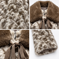 Manteau en fourrure à imprimé animal, coupe oversize et carrée, avec grand col, fermeture éclair sur le devant et ruban tacheté, style streetwear automne-hiver, OEM
