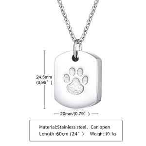 Kalung Urn Cetak Jejak Kaki Tahan Air, Liontin Kremasi Anjing dari Baja Anti Karat untuk Abu Hewan Peliharaan - Product Image 6