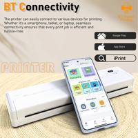 Printer Mini portabel All-in-One pelajar rumah kantor A4 tanpa warna termal cetak foto bebas kesalahan