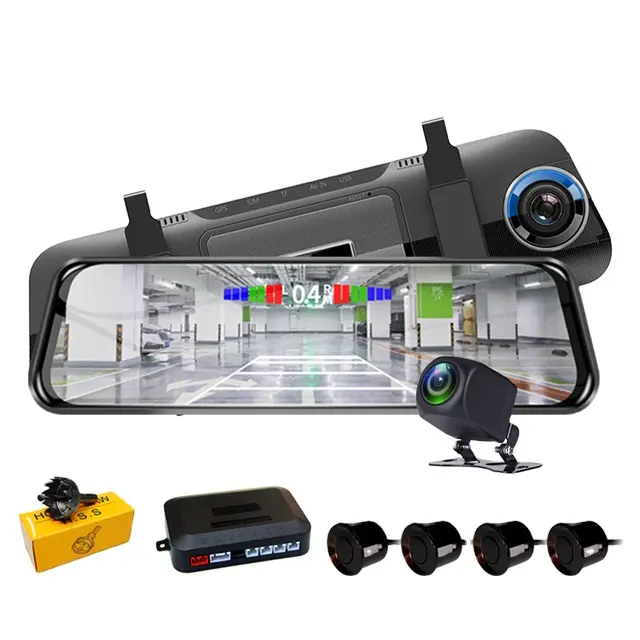 Dual Cams Parking Sensor Auto Video Recorder 10Inch Touch Screen Met Speciale Mount HD1080P 24H Parking Monitoren