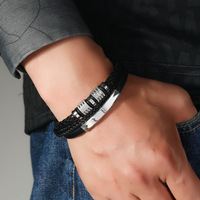 Nouveau Bracelet Créatif en Corde de Cuir Tressée Personnalisé, en Acier Inoxydable avec Fermoir Magnétique, Accessoire de Mode