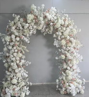 Nouvelle Arche Florale de Style Babysbreath, Composition de Roses en Soie Roses, Chemin de Table Floral Rond, Décoration de Centre de Table de Mariage