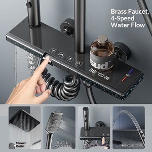 Ensemble de douche mural moderne à affichage numérique, <span class=keywords><strong>thermostat</strong></span> intelligent, lumière <span class=keywords><strong>d</strong></span>'<span class=keywords><strong>ambiance</strong></span> LED, en laiton, <span class=keywords><strong>prix</strong></span> de gros - Product Image 4