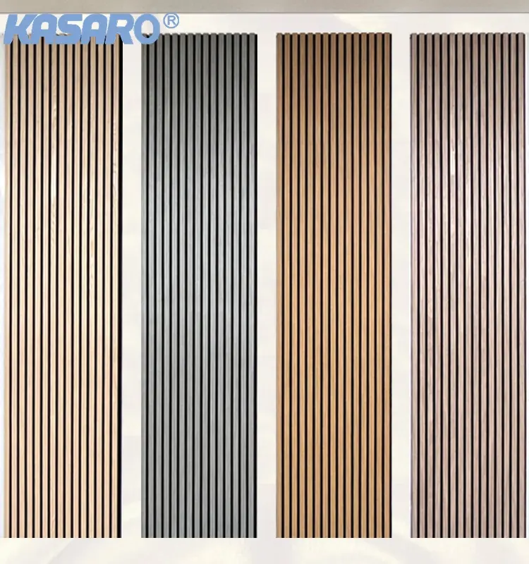 KASARO New customized design home decor wooden slat wall panels soundproof acoustic panels for home office