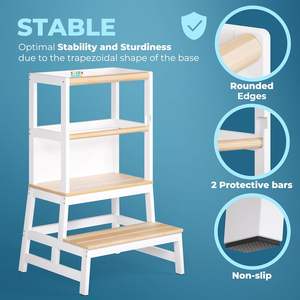 Torre de aprendizaje de cocina, taburete para niños pequeños para edades de 2 + 100 <span class=keywords><strong>KG</strong></span>/<span class=keywords><strong>220lbs</strong></span>, capacidad de peso, altura ajustable - Product Image 4