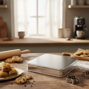 Kontensan L445 Square Tin Can Cookie Baklava Container 215x215x38 mm 2 Lt - Product Image 3