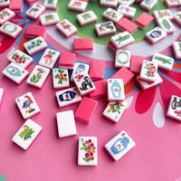 Ensemble de Mahjong américain en acrylique nature rose 160 bleu royal peint à la main Design Mahjong carreaux Mahjong pour le divertissement