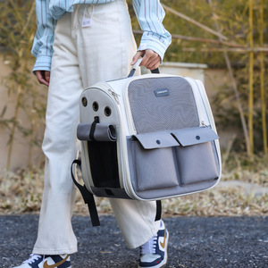 Pet <b>Backpack</b> Oxford Cloth Medium Capacity Portable <b>Cat</b> <b>Carrier</b> Dual Shoulder Bag - Product Image 1