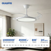Ventilateur de plafond moderne à moteur DC européen, LED, métal, silencieux, 6 vitesses, télécommande, variateur d'intensité, 20 pouces, 30-34 dB, garantie 10 ans