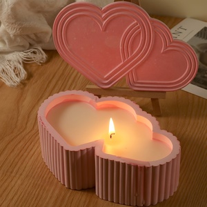MUYULINS Concrete Candle Holder DIY Cement Plaster Valentine's Day Storage <b>Box</b> <b>Heart</b>-<b>Shaped</b> Silicone Mold - Product Image 1