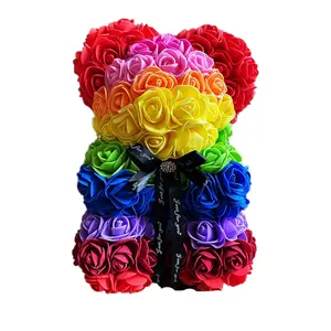 2022 Schaum blumen Rosen bär 25cm 40cm 70cm Hochwertiger Schaum Rose Teddybär Valentinstag Geschenkset Box Pe Rose Foam Flower