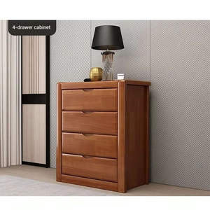 Commode en bois massif de style chinois moderne, 3/4/5 tiroirs, rangement multifonctionnel pour chambre, salon, hôtel - Product Image 6