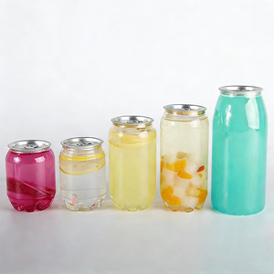 Latas y Botellas de Bebidas de Plástico PET Personalizadas, Fáciles de Abrir, con Tapa de Apertura Rápida, Forma Cilíndrica, Impresión Serigrafiada, Desechables, Transparentes, para Alimentos y Refrescos - Product Image 2