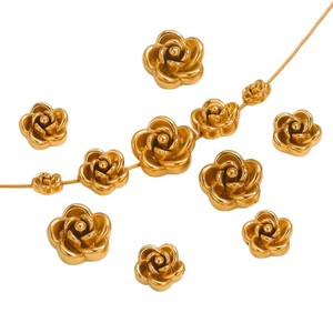 3D Rose Flower Beads | 18K PVD Gold Plated Stainless Steel Charm <b>Spacer</b> for DIY Bracelet Necklace Jewelry Making - Product Image 5