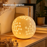 Lampe de nuit électrique moderne en porcelaine, simple, motif floral, boule ajourée exquise, lampe de table LED en céramique, décoration intérieure E14