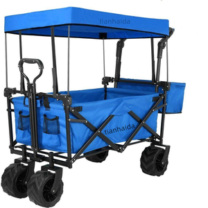 <span class=keywords><strong>Chariot</strong></span> pliant robuste CE haute capacité extra-large avec roues robustes pour jardin, plage et camping en extérieur - Product Image 1